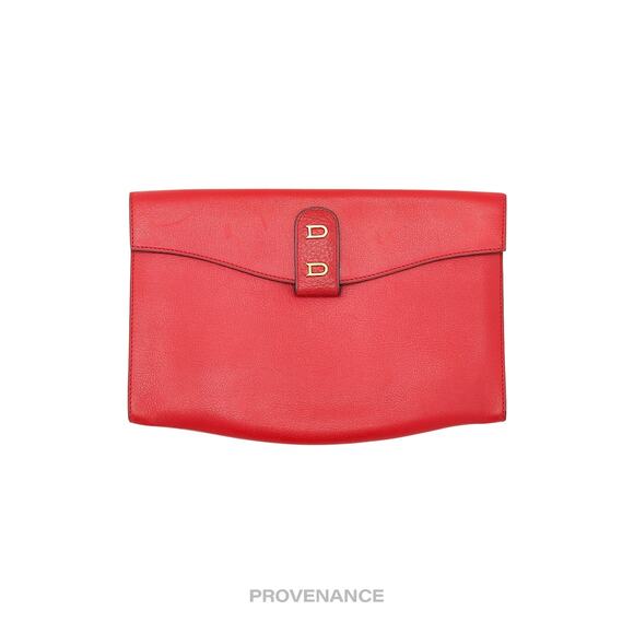 🔴 Delvaux DD Clutch Bag - Red Calfskin Leather - Picture 1 of 7